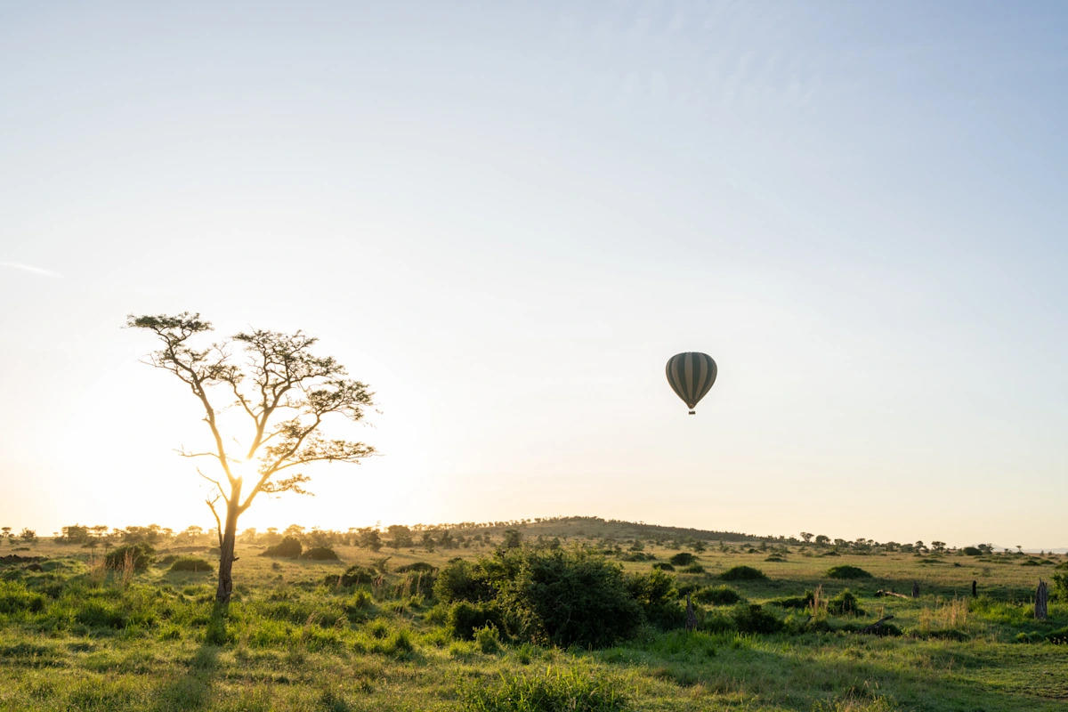 Hot air balloon above northern Serengeti